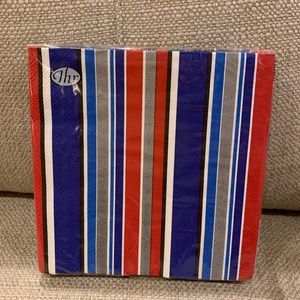 2 pkgs Chelsie Stripe Blue Large Napkins red white & blue